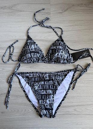 Купальник жіночий calvin klein роздільний чорно-білий