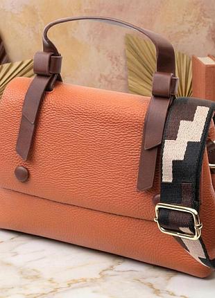 Елегантна сумка для жінок з короткою ручкою з натуральної шкіри vintage 22669 руда