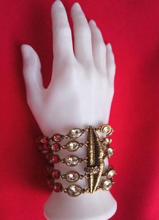 Браслет schiaparelli «lips» с кристаллами и пирсингом, винтажный бронзовый браслет, подарок