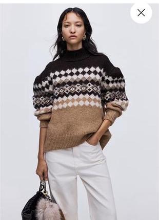 H&m теплий светр  з м’якої в’язки з вовною та жакардом