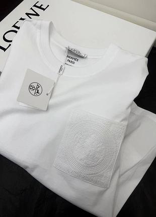 Футболка hermes біла з вишивкою