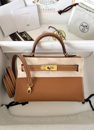 Сумка hermes kelly mini gold ghw