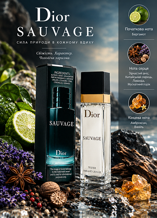 Мужской парфюм миниатюра dior sauvage (диор савраж) 40 мл.  джонс