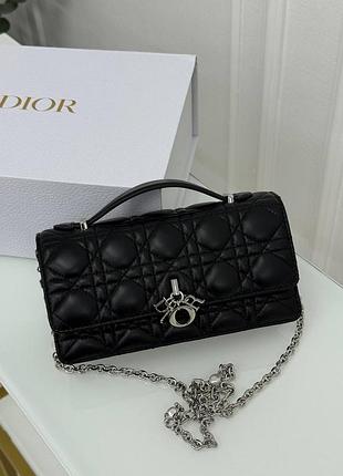 Сумка чорна dior прямокутна срібна фурнітура