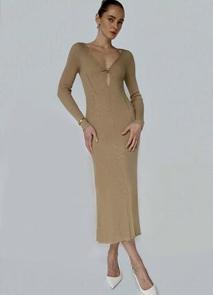 Сукня міді жіноча трикотажна thebodywear бежева