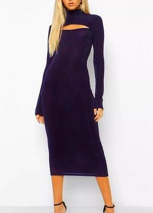 Boohoo. англия в наличии. блестящее платье с вырезом.