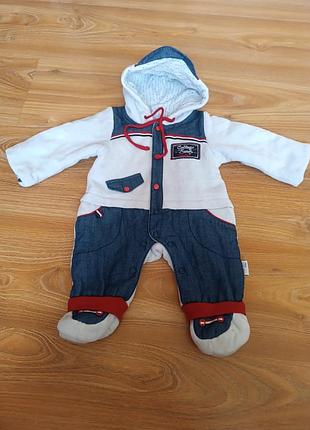 Велюровый комбинезон garden baby, р. 56 (0-2 мес). идеальное состояние!