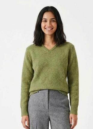 Жіночий джемпер jasper conran m з шерсті ягняти (80% lambswool) / зелений светр вовна