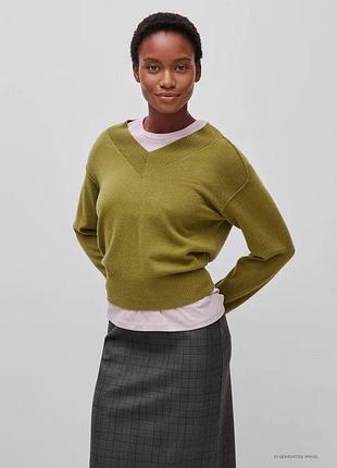 Женский зелёный прямой свитер benetton