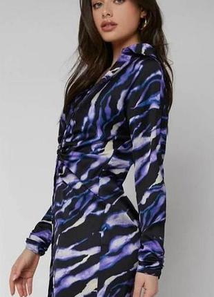 Shein. англія. плаття сорочка з драпіруванням у фіолетовому міксі.