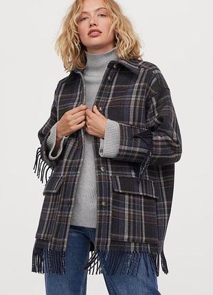 H&m синяя куртка рубашка в клетку теплая большой размер батал