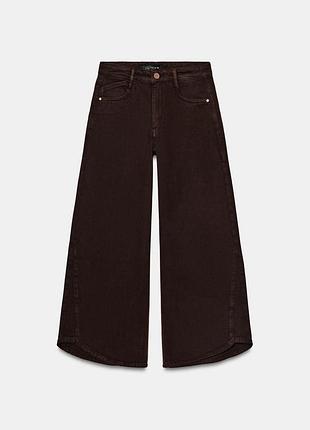 Джинси вкорочені шоколадні zara, коричневі джинси зара