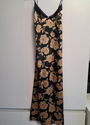 Жіноча вечірня сукня-комбінація marks & spencer autograph атласна в квітковий принт