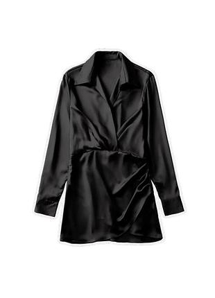Ефектна чорна атласна сорочка-сукня zara