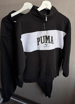 Спортивний костюм чоловічий puma чорний з білою вставкою
