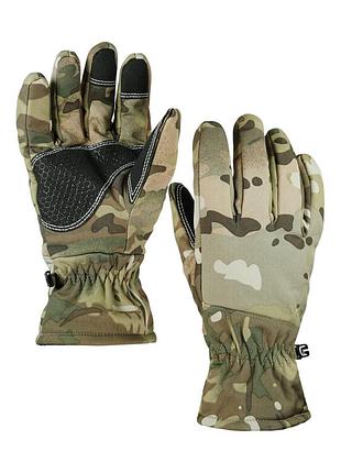 Тактические перчатки softshell multicam с утеплителем-m