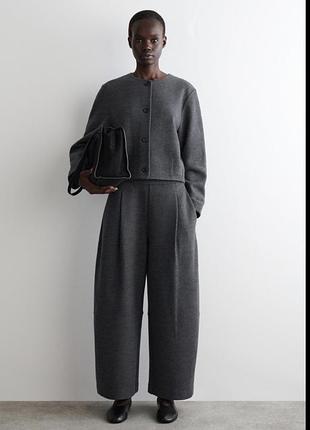Вовняні штани cos boiled wool barrel-leg pants