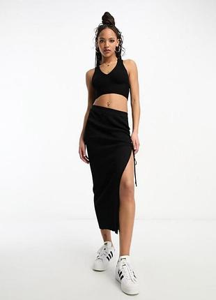 Спідниця міді рубчик з розрізом pull& bear p s 6