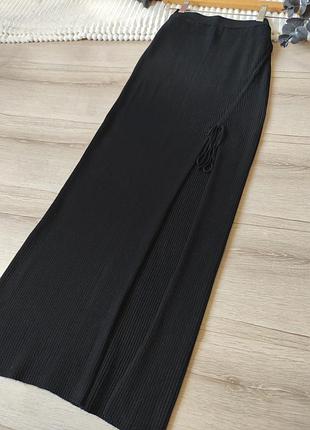 Спідниця міді рубчик з розрізом pull& bear p s 3