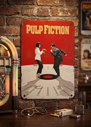 Металлическая винтажная табличка «криминальное чтиво» (pulp fiction), декор для дома и бара, 14х20 см