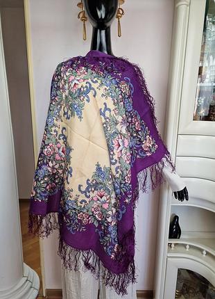 Роскошный шерстяной платок / павловопосадский стиль (100% шерсть)