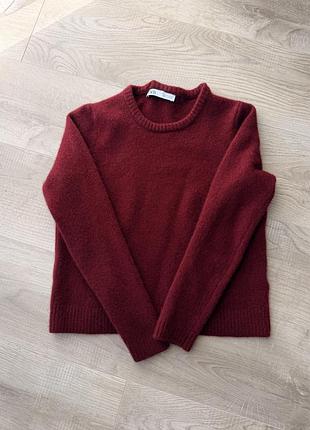 Светр жіночий zara бордовий шерстяний xs