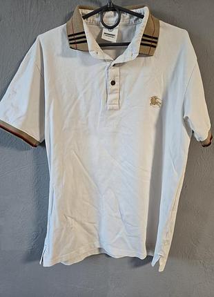 Burberry men's polo shirt check collar white