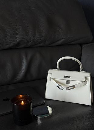 Hermès kelly 20 white/silver 21 x 14 x 6