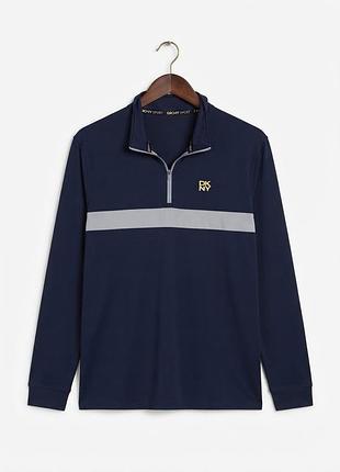 Спортивний лонгслів dkny golf 1/3 зіп оригінал l синій