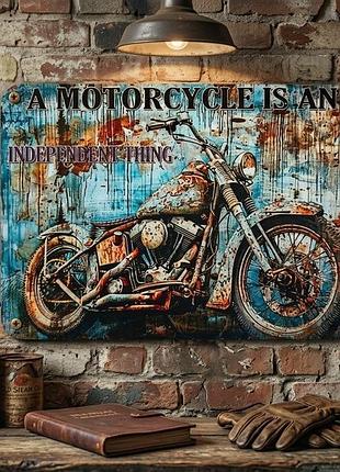 Металлическая винтажная табличка мотоцикл motorcycle independent thing байк гараж декор 14х20 см