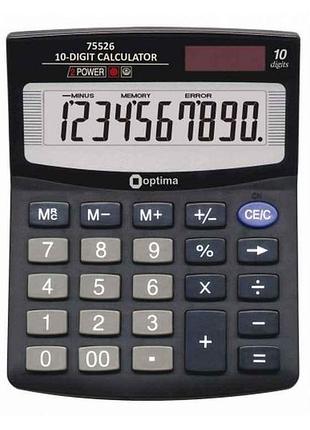 Калькулятор настільний optima, 10 розрядів, розмір 125*100*27мм тм economix