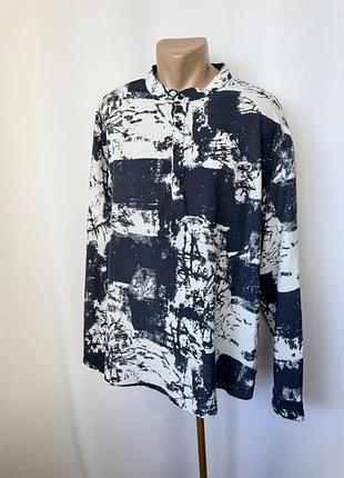 Coofandy 3xl сорочка поло хлопок лён синяя белая тайдай этно бохо расслабленная рубашка