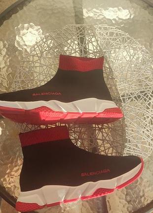 Кроссовки носки balenciaga speed trainer black/red, чел/жен., размер 41 (26 см.)