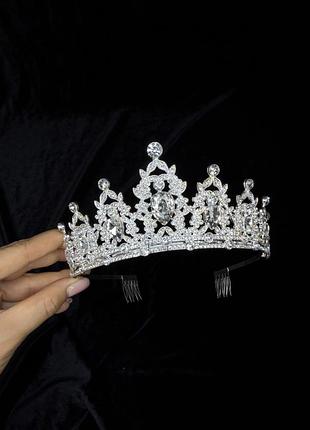 Акція ‼️ корона діадема голову біла срібна срібляста з гребнем гребінцем