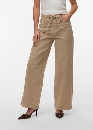 Женские бежевые wide джинсы vero moda