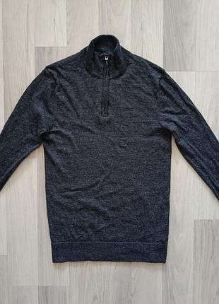 Стильний джемпер на блискавці гольф 100% merino wool шерсть мериноса