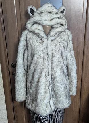 Шуба fashion из искусственного меха с капюшоном и ушками, l–xl, 48–50