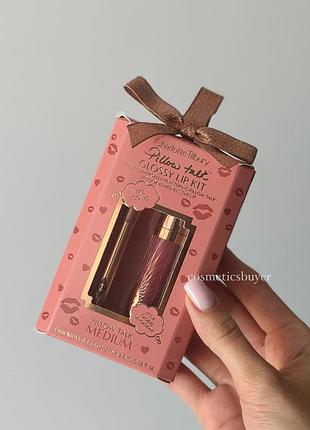 Подарунковий набір для губ charlotte tilbury glossy lip kit lip liner gloss олівець pillow talk medium блиск з колагеном для губ