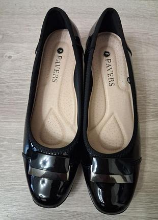 Балетки жіночі pavers cushioned ballet pumps black patent чорні