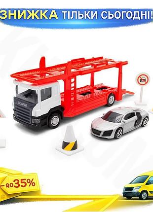 Ku игровой набор автоперевозчик universal fit scania technodrive с машинкой 1:64 для детей от 3 лет иг uni2l_k