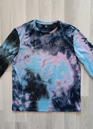 Чоловічий лонгслів з принтом у стилі тай-дай (tie-dye)