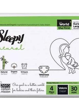 Підгузки дитячі №4 30шт natural maxi-4 (7-14кг) тм sleepy