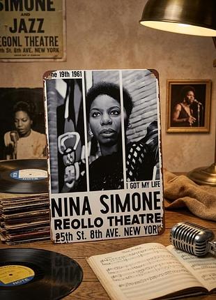 Металлическая винтажная табличка нина симон nina simone jazz джаз музыка постер декор 14х20 см