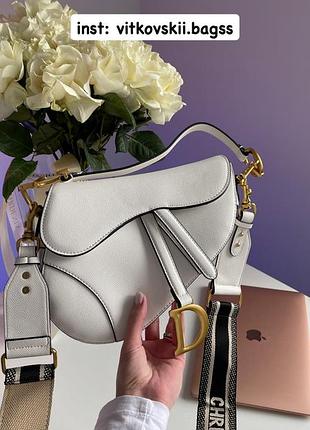 Сумочка saddle bag with strap latte grained calfskin💕