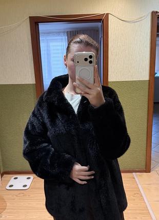 Шуба жіноча чорна еко хутро