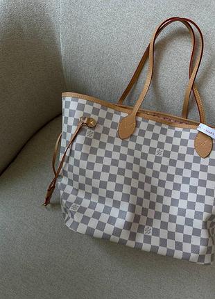 Сумка neverfull mm damier azur rose beige 5