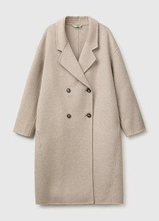 Жіноче бежеве оверсайз пальто benetton