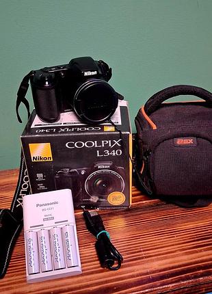 Фотоаппарат nikon coolpix l340 + сумка, зарядное, eneloop