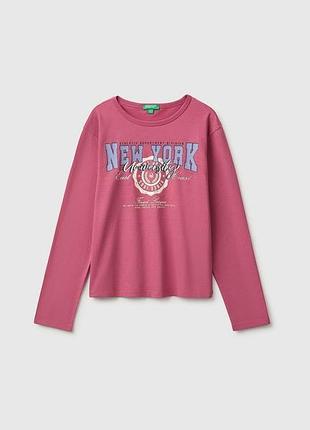 Детский розовый прямой реглан benetton