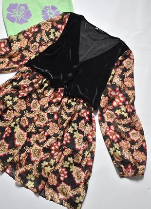 Шифоновое платье с декоративной жилеткой из велюра zara xl